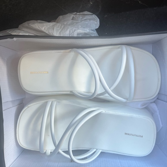 White PU Multi-strap Extreme Platform Mules / Sandals - Picture 2 of 2